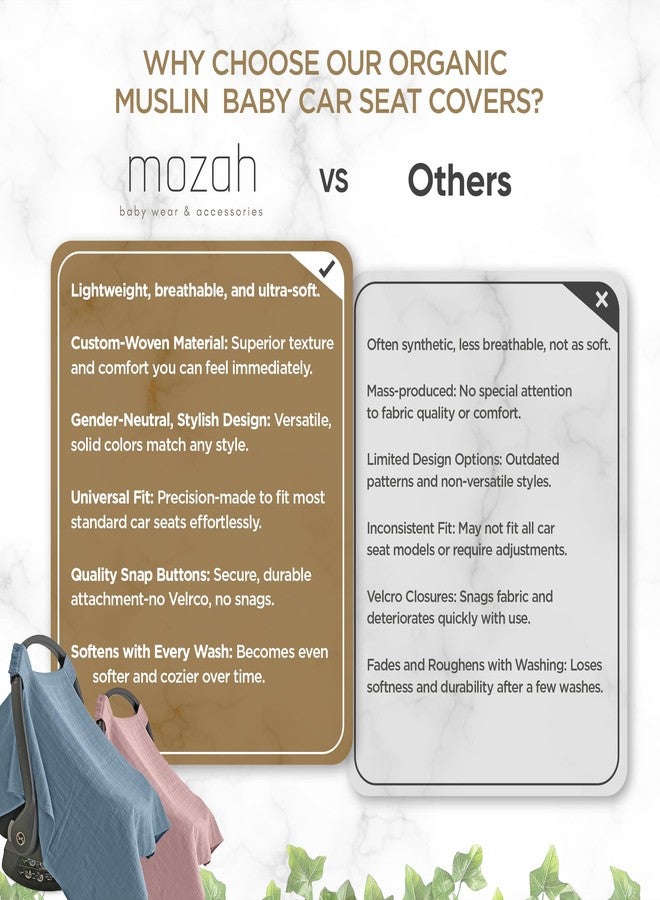 MOZAH غطاء مقعد السيارة للأطفال من موزا - أخضر زيتوني - 100% موسلين عضوي - ناعم، يسمح بمرور الهواء، وخفيف الوزن، من أساسيات مقعد السيارة للأطفال الرضع - Image 5